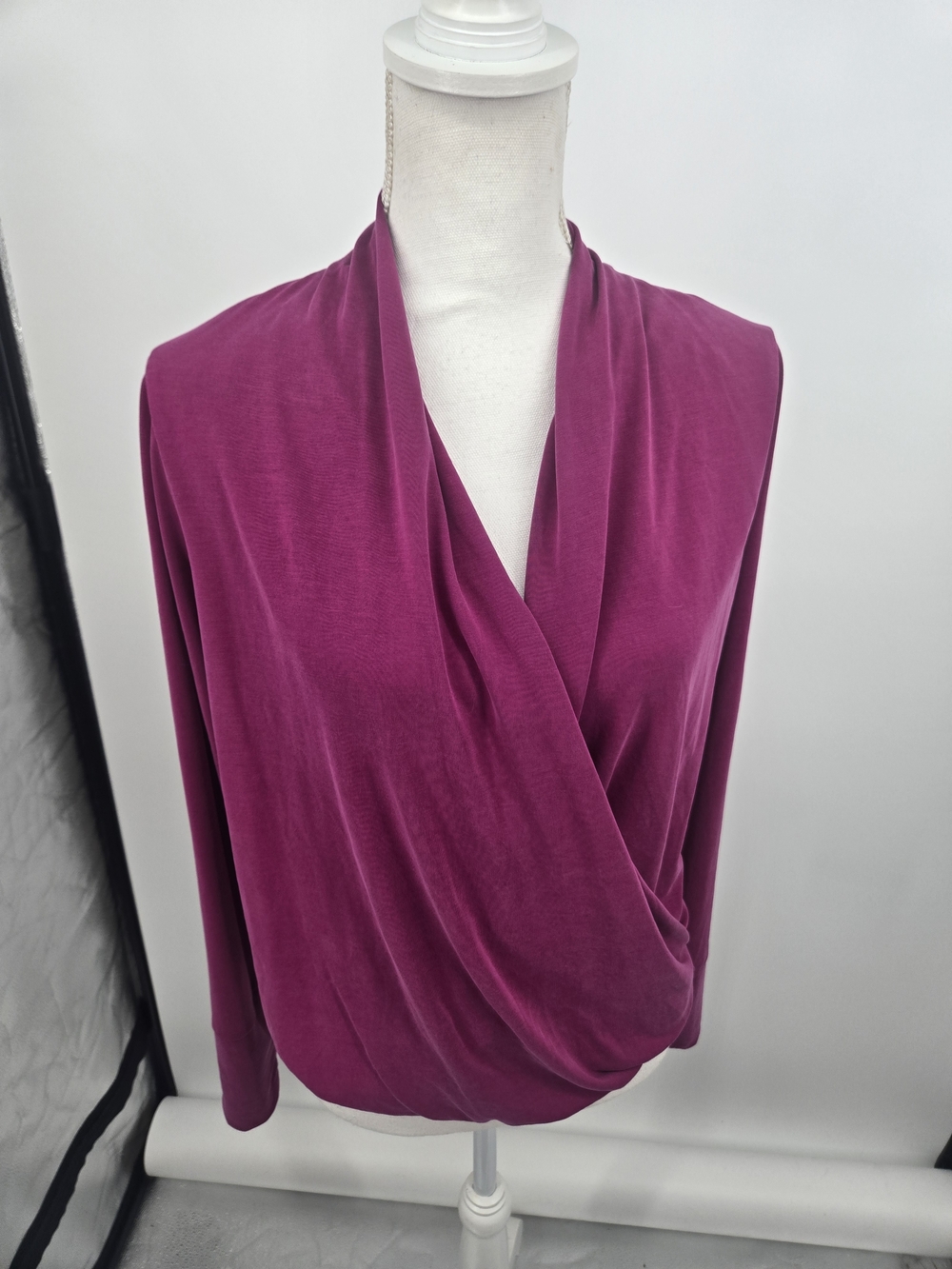 Veronica M Fuchsia Draped Wrap-Front Blouse Small (6723)